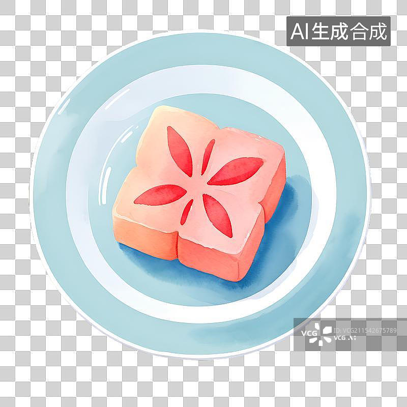 【AI数字艺术】国风手绘插画，传统美食小吃糕点，桃花酥，樱花酥，鲜花饼，茶果子，和果子，中式下午茶免甜点抠元素图片素材