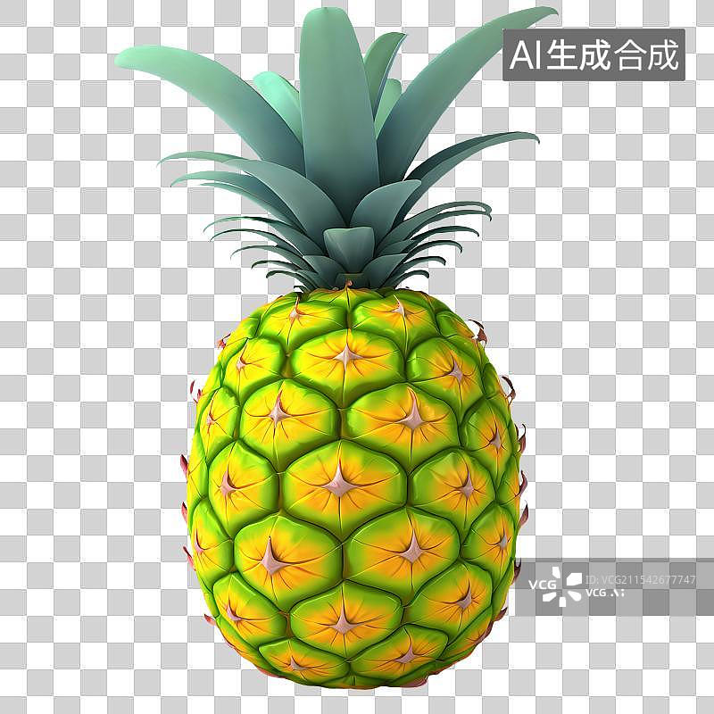 【AI数字艺术】3D渲染卡通水果，菠萝，凤梨，热带水果免抠元素图片素材