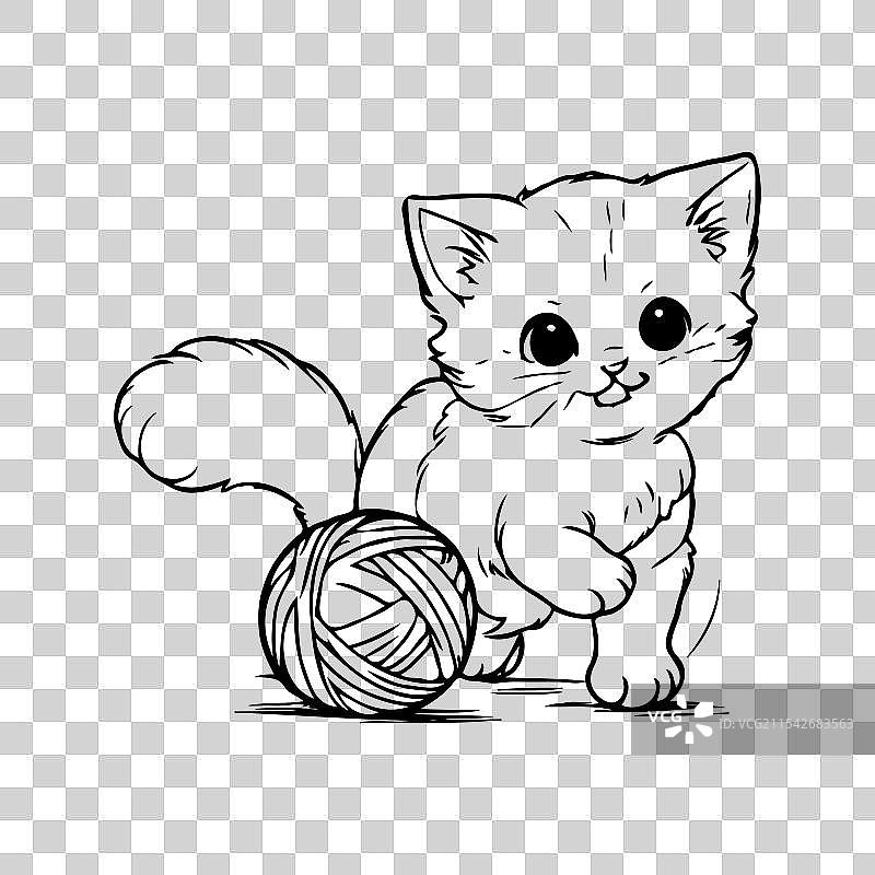 可爱的 kitten 顽皮地拍打着球，充满乐趣图片素材