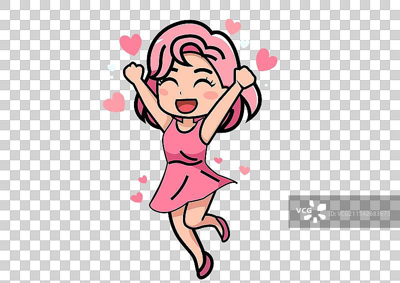 一个心情愉快的女孩在四处跳跃图片素材