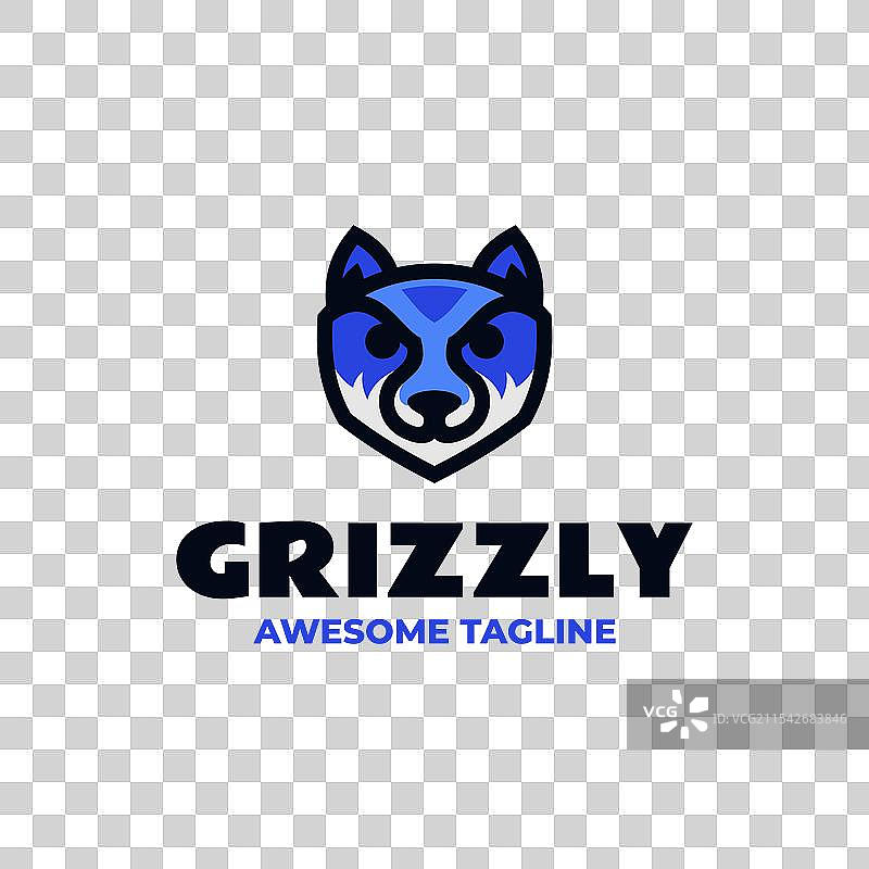 简单的灰熊吉祥物风格标志图片素材