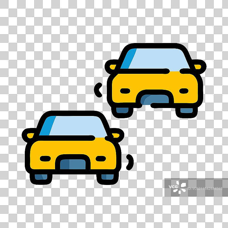 黄色汽车超车图标与交通图片素材