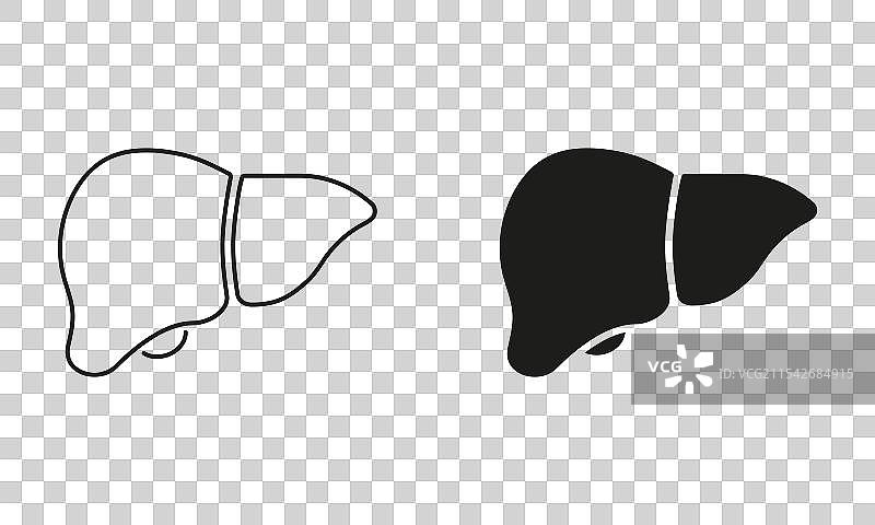 肝脏线条和轮廓图标，肝脏系统图片素材