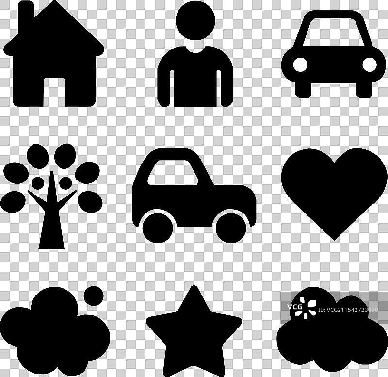 黑色填充图标集艺术图片素材