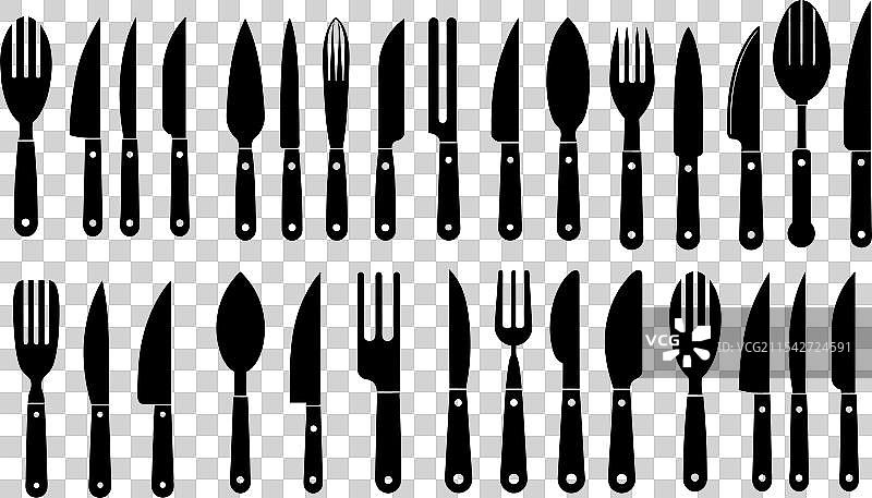 一套优雅的餐具和厨房刀具图片素材