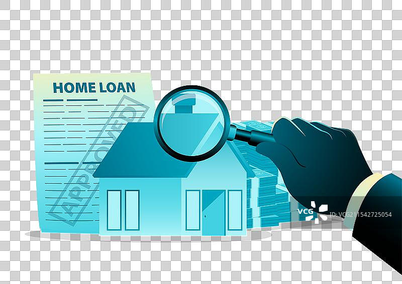 蓝色剪影房贷批准图片素材