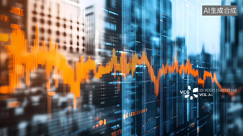 【AI数字艺术】城市风光和股票金融概念背景图图片素材