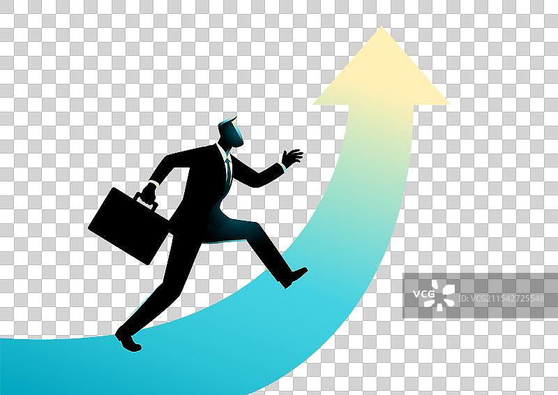 商人剪影与个人成长箭头图片素材