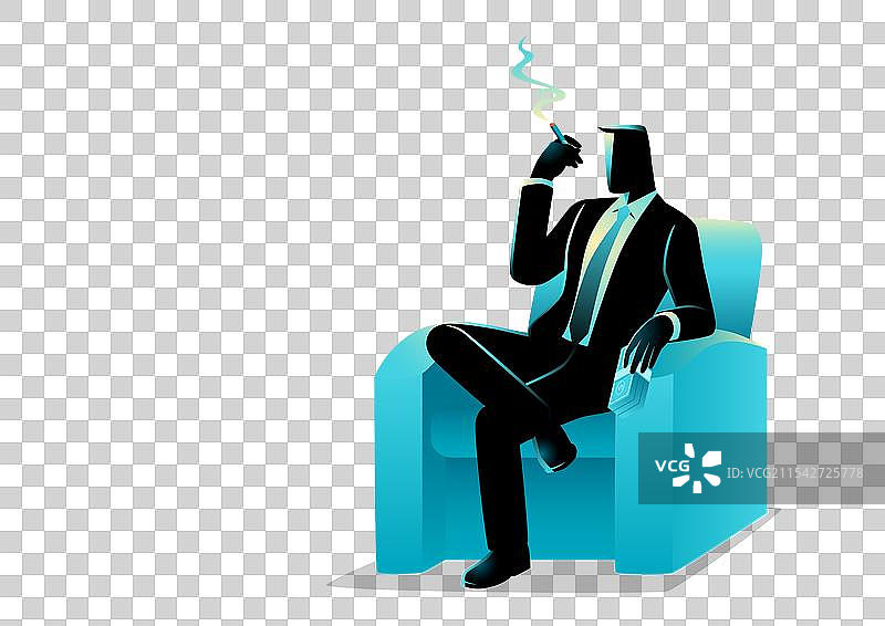 坐着抽雪茄的商人剪影图片素材