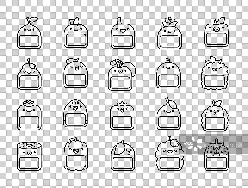 带有书写空间的水果标签涂色页图片素材