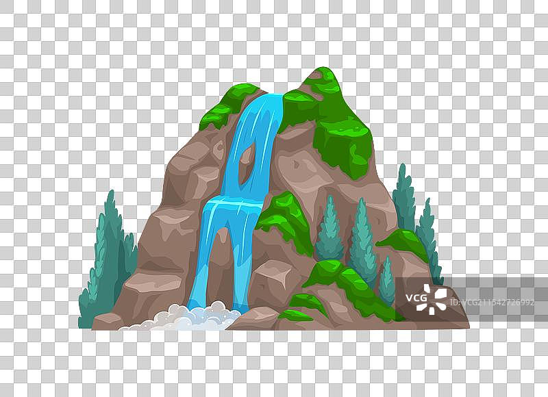 瀑布山脉史前丛林风景图片素材