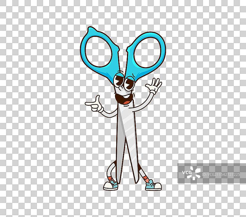 可爱的学校儿童剪刀卡通角色图片素材