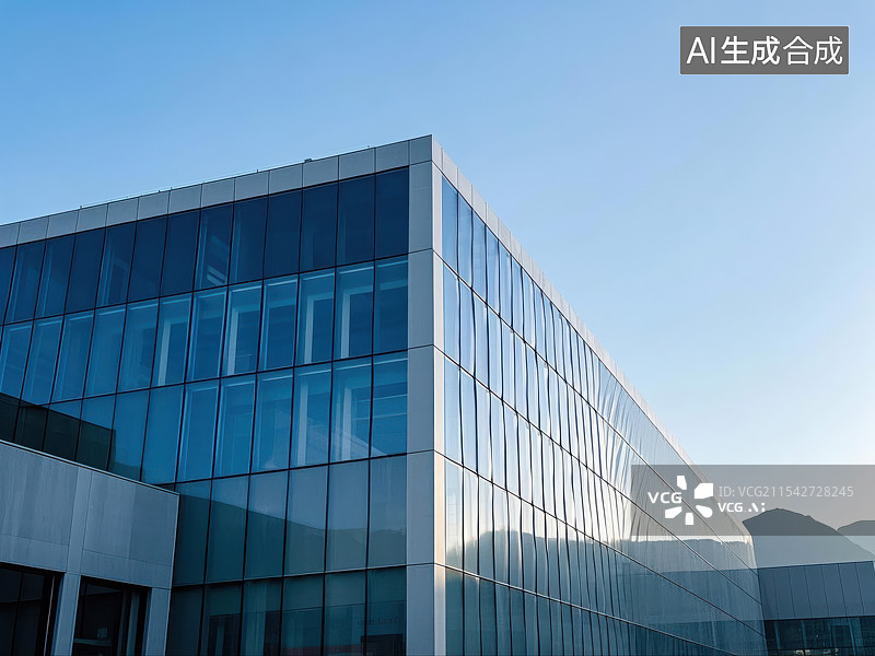 【AI数字艺术】现代都市玻璃幕墙，商务建筑的几何之美图片素材