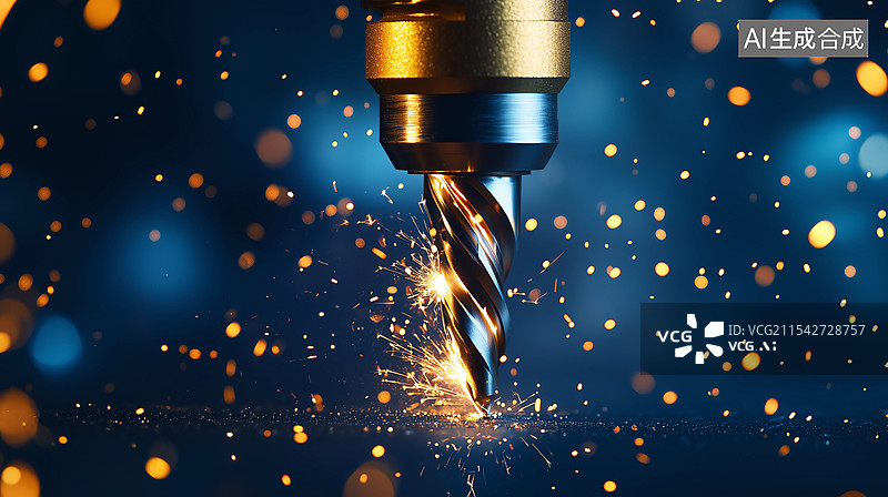 【AI数字艺术】工业金属切割机钻头特写图片素材