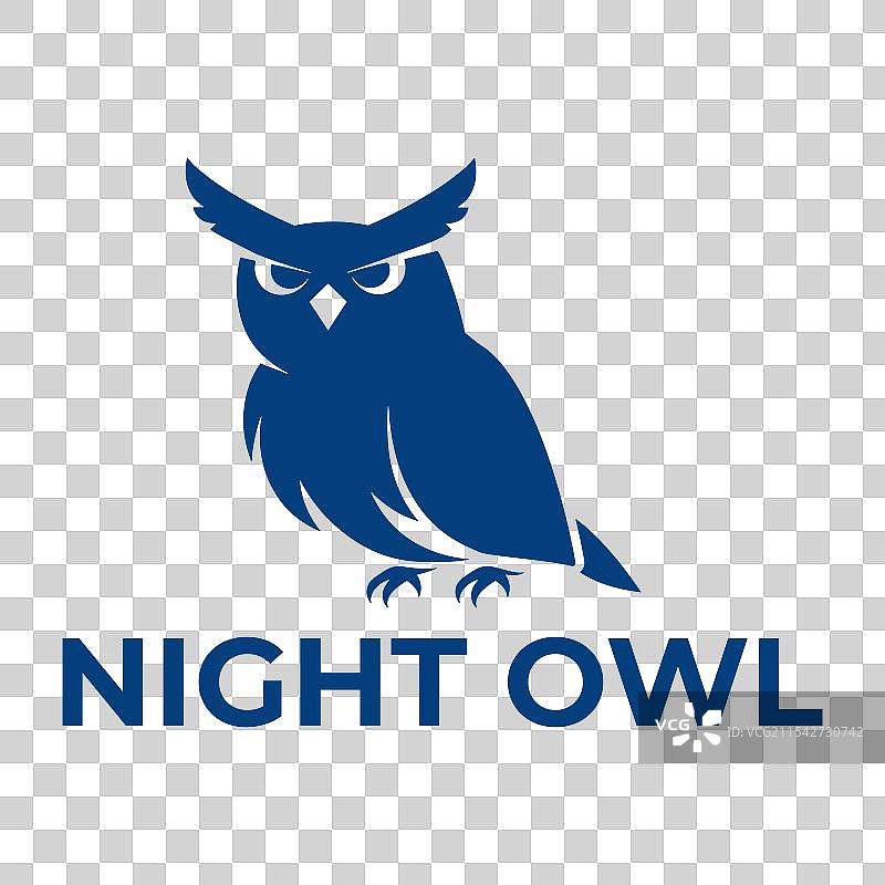 夜猫子扁平极简风格标志设计图片素材