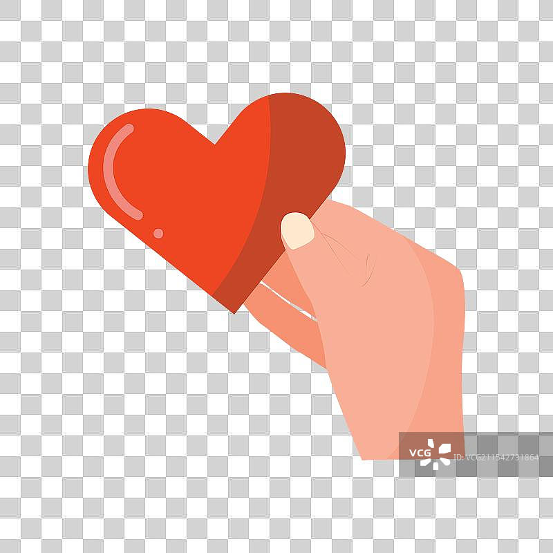 手握红心，象征着爱。图片素材