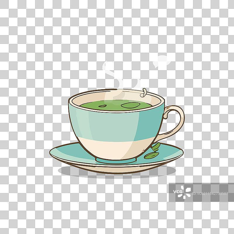 简约茶杯图标，冒着热气的薄荷茶图片素材