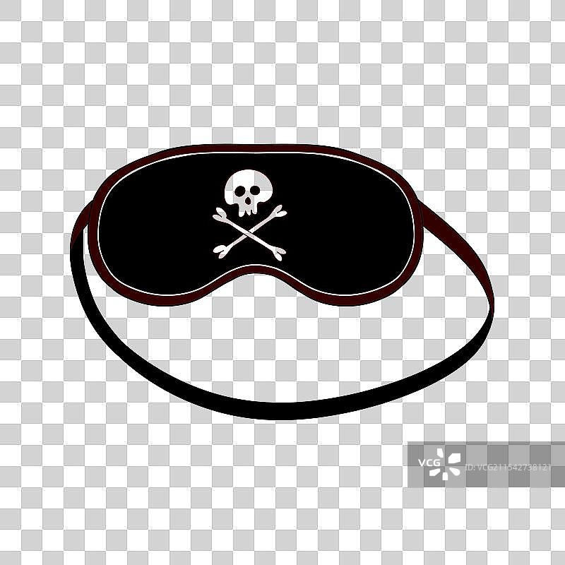 带有骷髅和骨头图案的睡眠眼罩，孤立在白色背景上图片素材