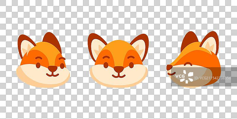 可爱的卡通狐狸展示不同的表情图片素材