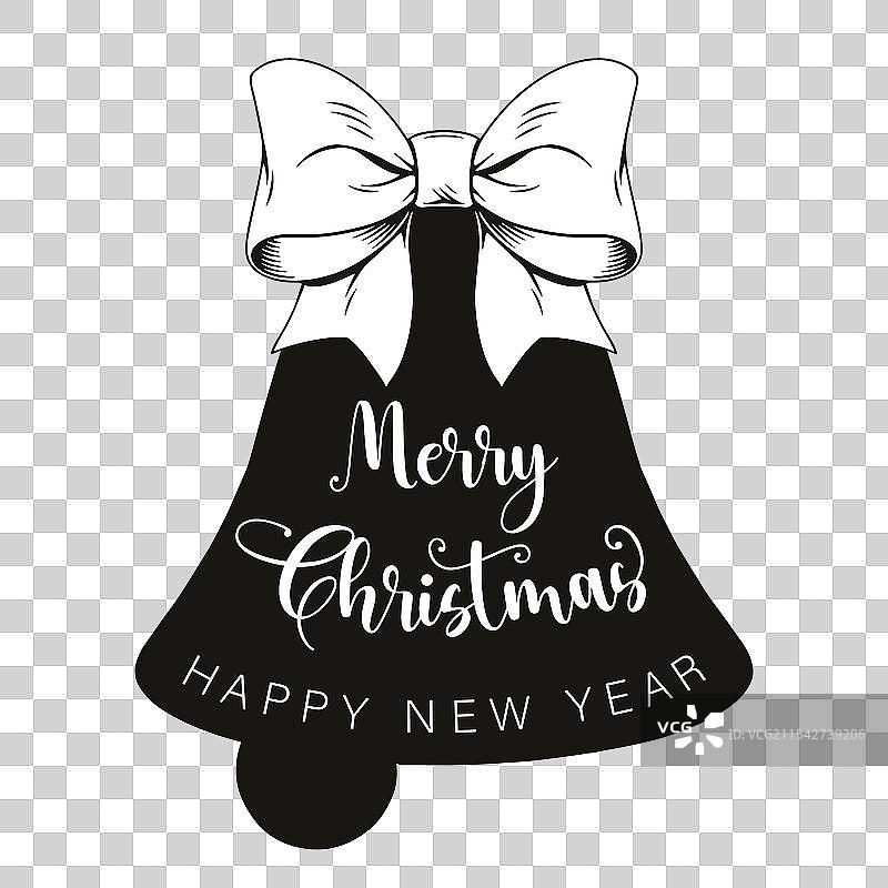 圣诞快乐铃铛单色标志设计图片素材