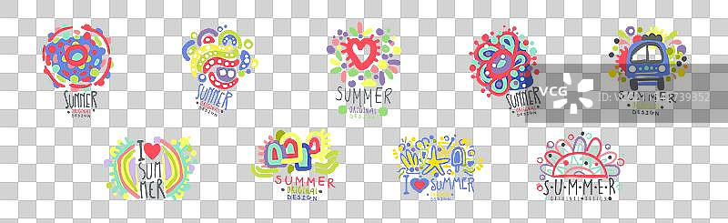 夏季明亮原创设计标签与手部图片素材