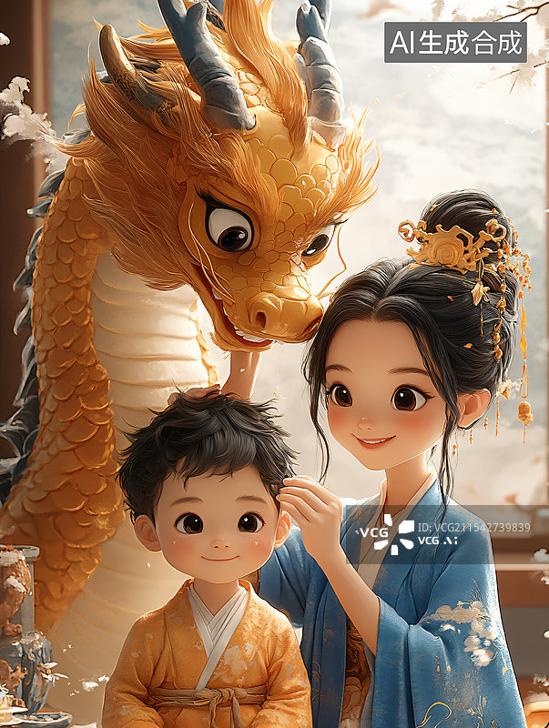 【AI数字艺术】二月二龙抬头，望子成龙图片素材