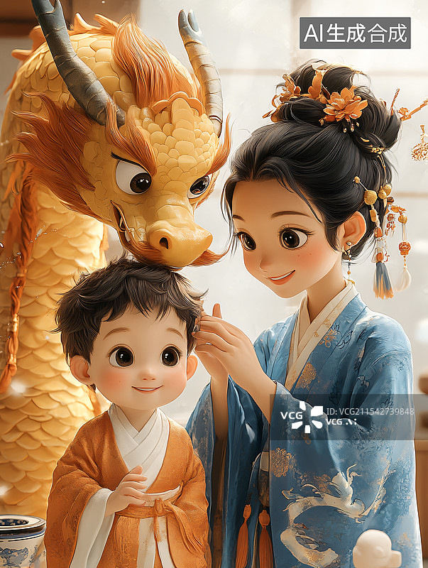 【AI数字艺术】二月二龙抬头，望子成龙图片素材