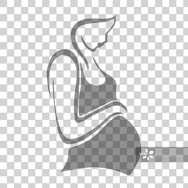 白色背景上的孕妇线条艺术符号图片素材