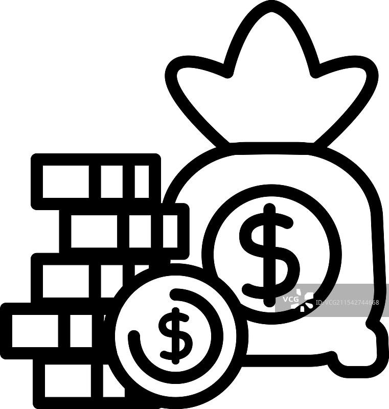 钱袋 硬币 美元 图标 线条图片素材