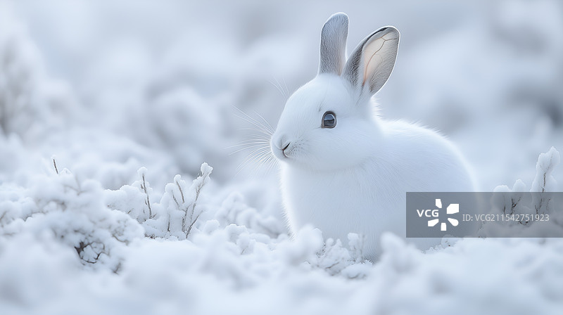 雪中白兔图片素材