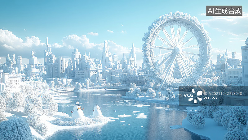 【AI数字艺术】冬季童话般的冰雪乐园，冰雪大世界图片素材