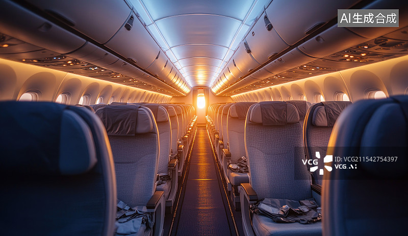 【AI数字艺术】空荡的飞机客舱图片素材