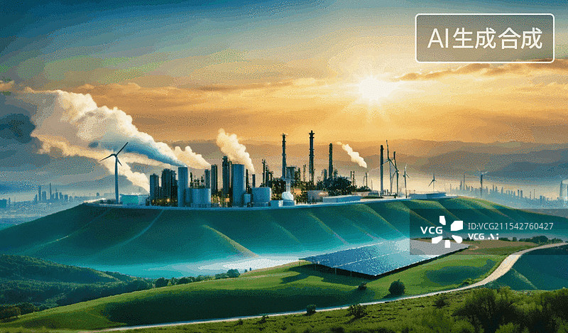 【AI数字艺术】工业日落图片素材