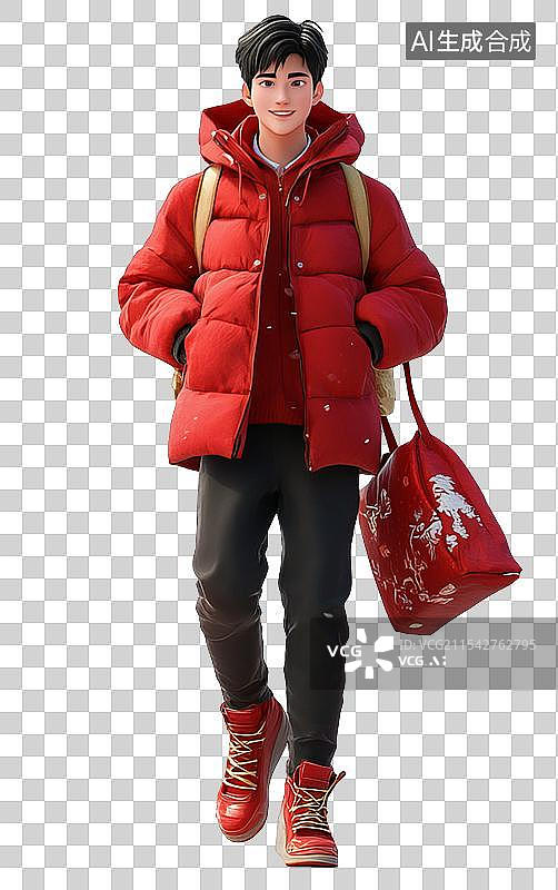 【AI数字艺术】男生青年春节回家过年春节人物免抠元素图片素材
