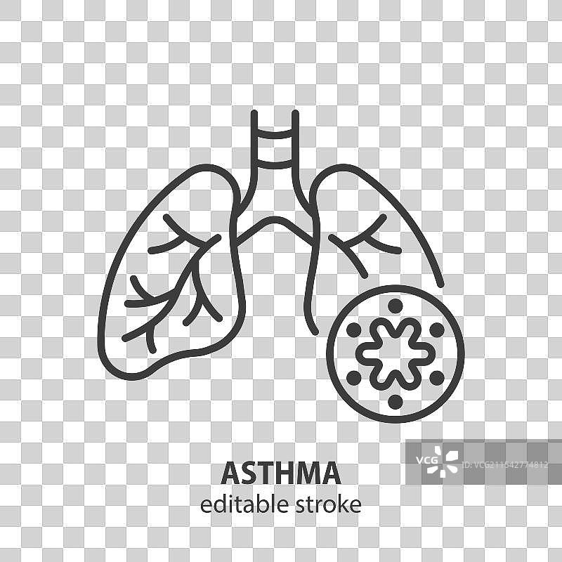哮喘线条图标，哮喘发作时的气道图片素材