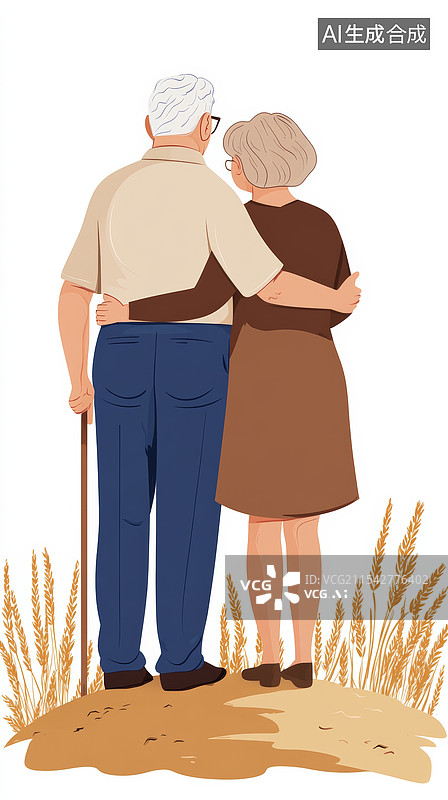 【AI数字艺术】养老插画图片素材