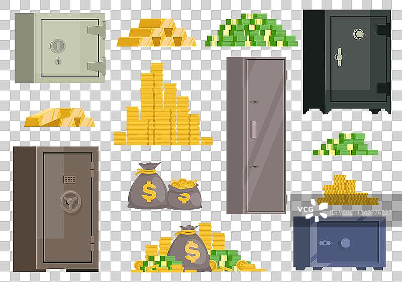 钱和银行保险箱 财务 储蓄 硬币图片素材