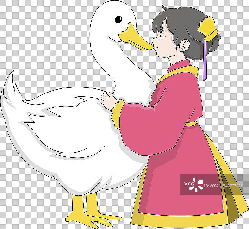 穿着传统服装的中国女性拥抱着一个图片素材