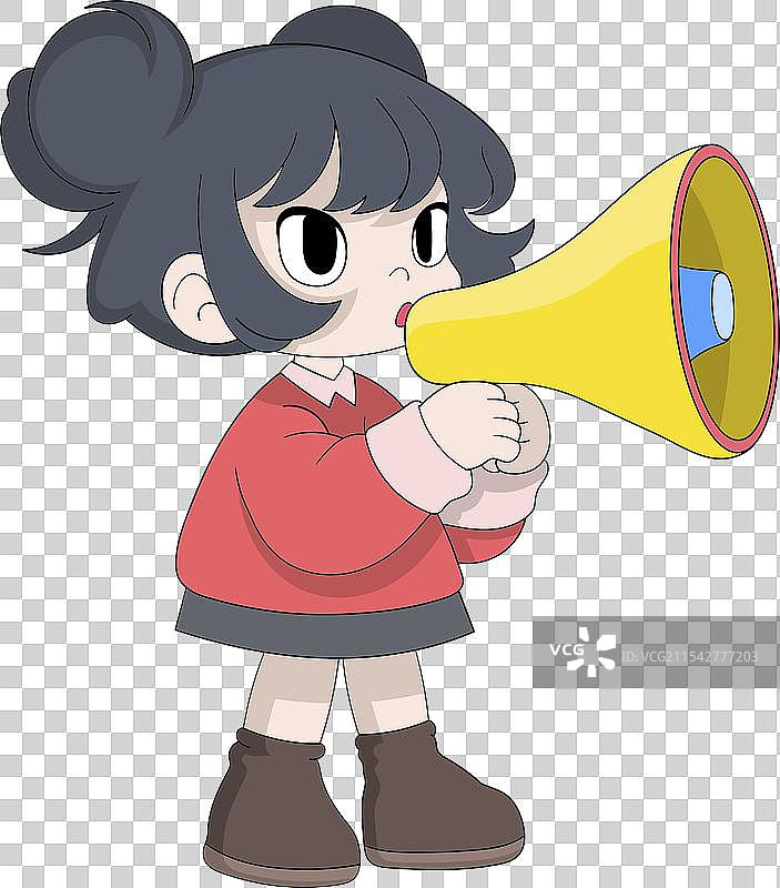 坚定的中国女孩手持扩音器图片素材