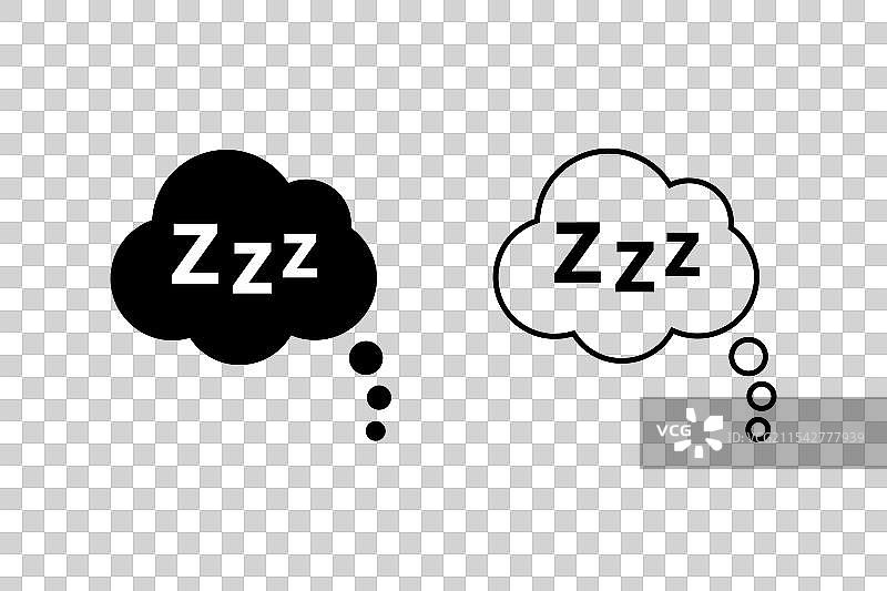 zzz 图标集和睡意 zzz 说话气泡标志图片素材