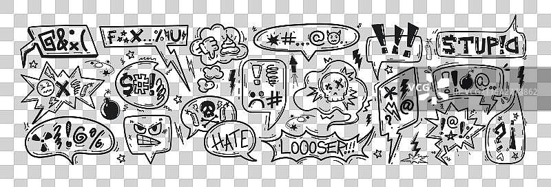 手绘涂鸦漫画对话框图片素材