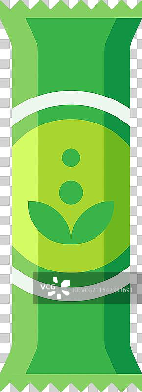 带有叶子标志的绿色包装袋，完美适合图片素材