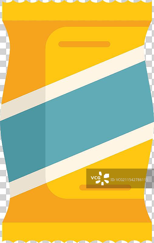 黄色零食包装竖立着，带有蓝色标签图片素材