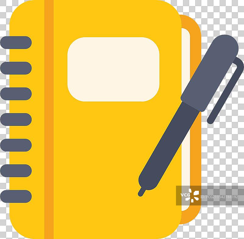 黄色笔记本上放着一支笔，正在做笔记图片素材