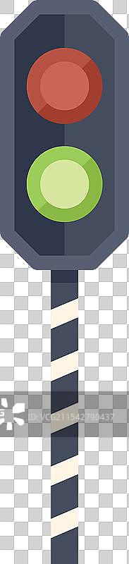 绿色交通灯显示通行信号在道路上图片素材