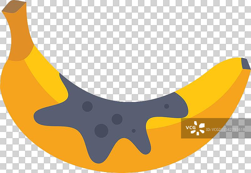 成熟的黄色香蕉上布满棕色斑点图片素材