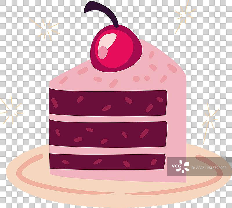 水果装饰的甜生日蛋糕切片图片素材