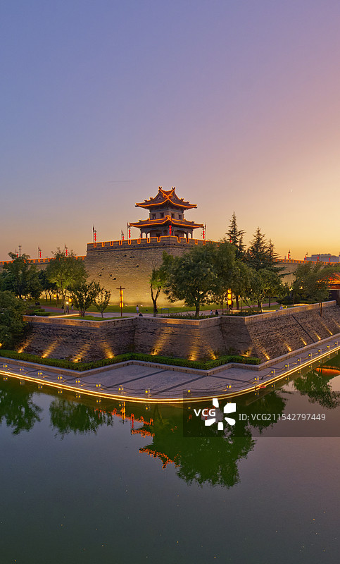 西安城墙角楼夕阳风光手机竖幅屏保壁纸图片素材