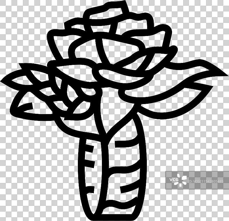 手腕花束花卉线条图标图片素材