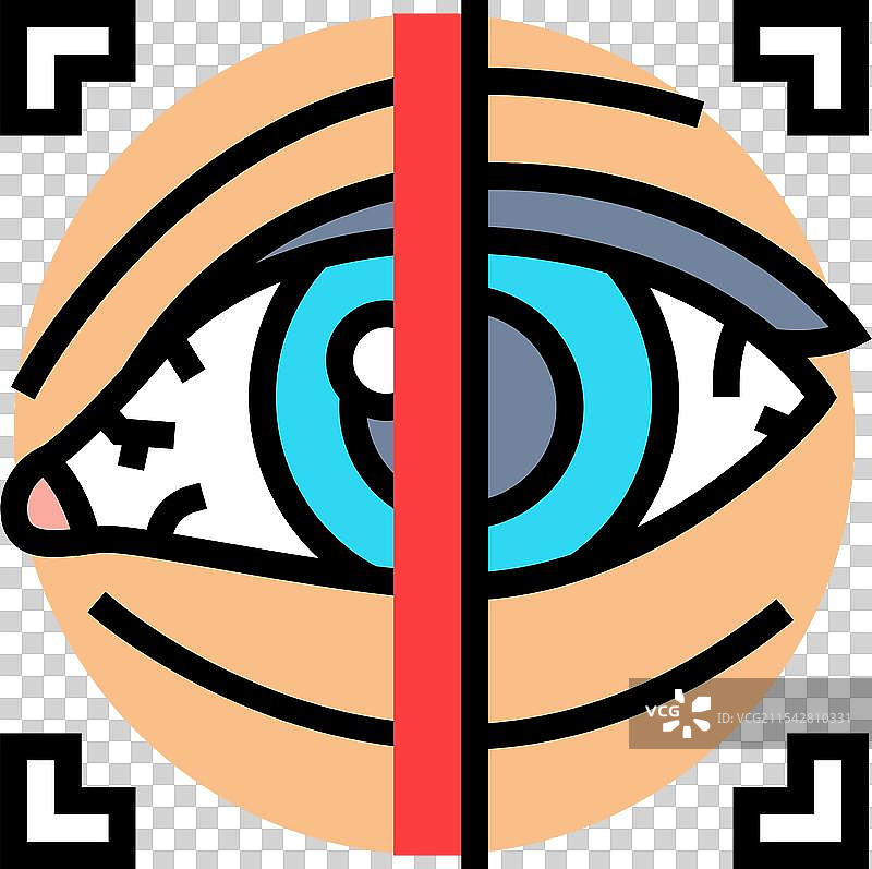 视网膜扫描生物识别彩色图标图片素材